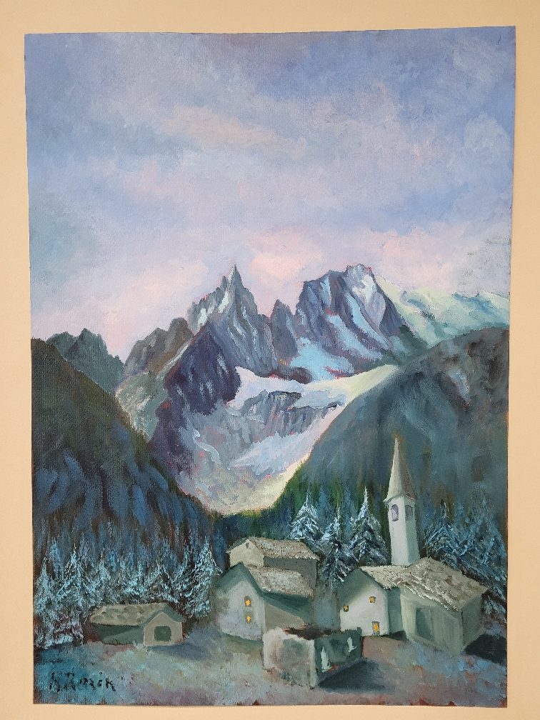 Entreves Courmayeur Aosta Valley – Oil Painting – Painting Board –  WallRitual Gallery